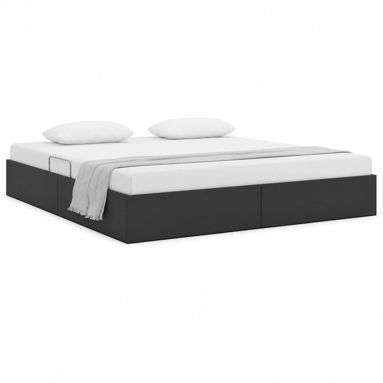 Lit double moderne avec rangement intégré et revêtement en tissu noir