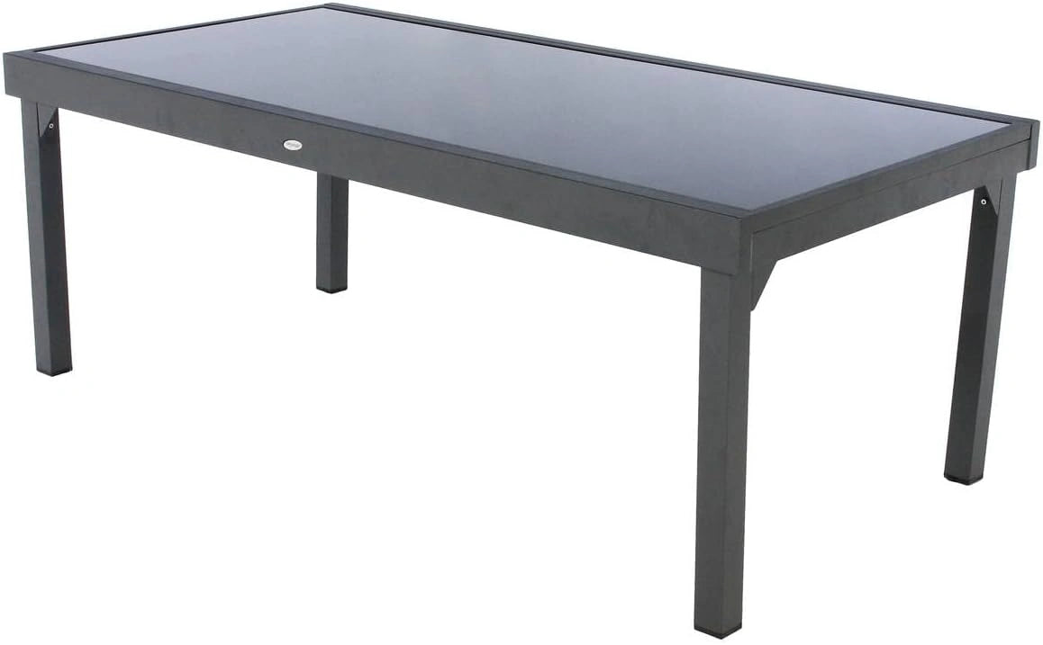 Table de Jardin Extensible pour 12 Personnes en Aluminium et Verre Trempé - Couleur Graphite