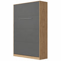 Lit escamotable vertical 120x200cm chêne sauvage et anthracite