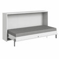 Lit escamotable horizontal blanc avec rangements intégrés