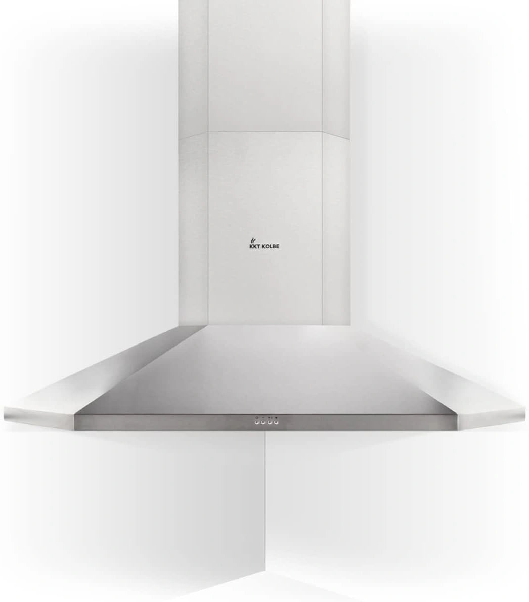 Hotte d'angle 100 cm en acier inoxydable avec commande à bouton