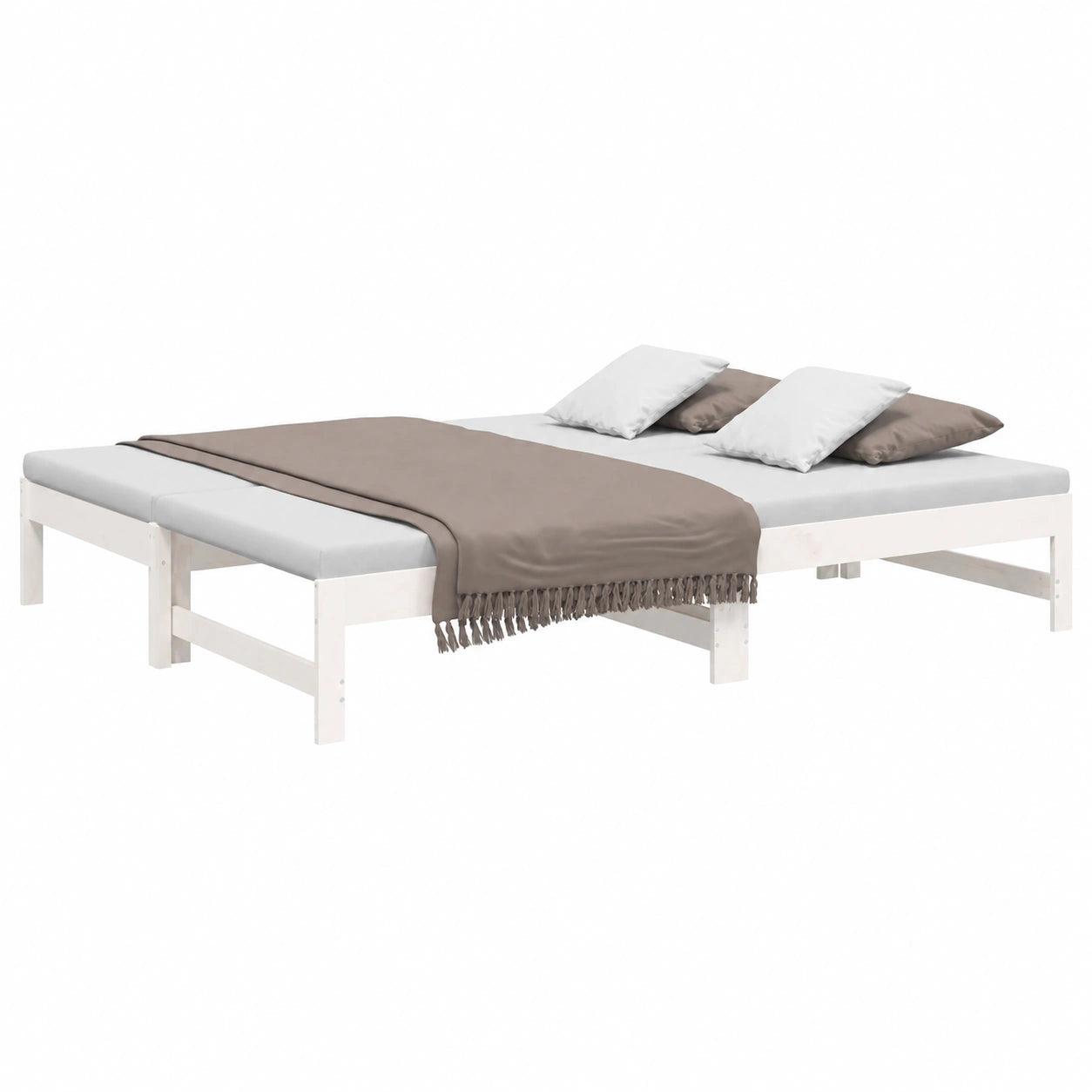 Lit Gigogne Blanc 90x190 cm Sans Matelas