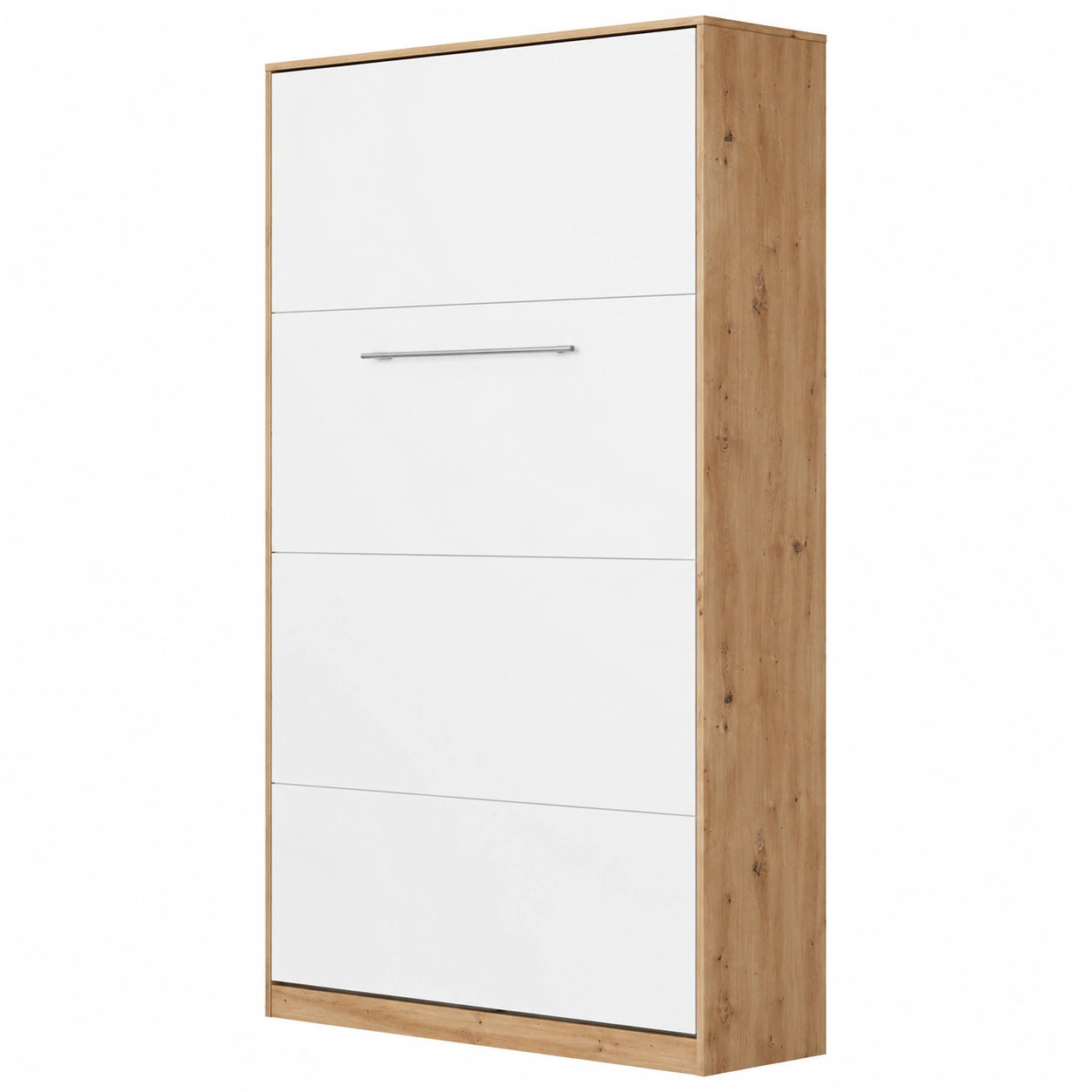 Lit Escamotable Vertical 120x200cm Chêne Sauvage/Blanc Brillant