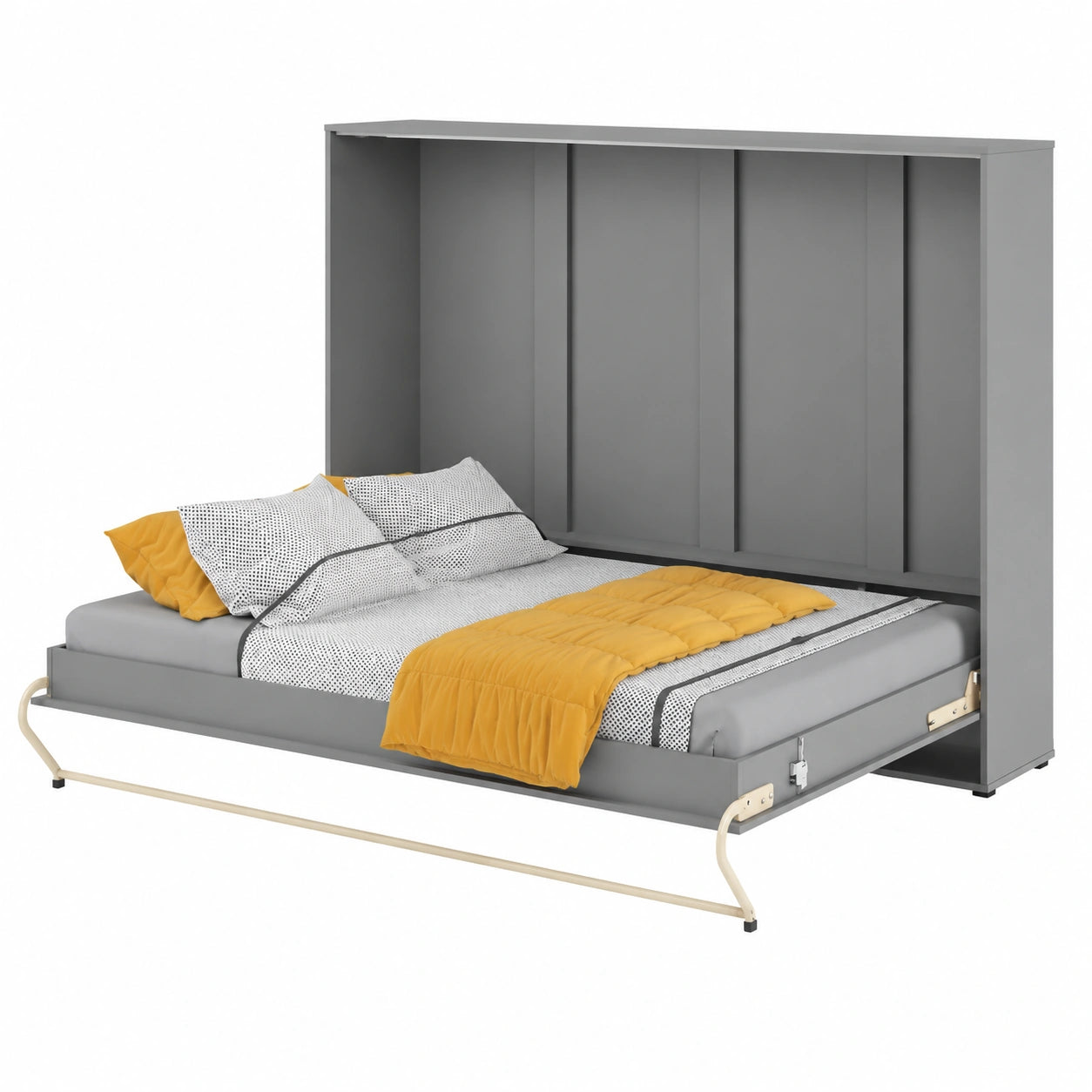 Armoire Lit Escamotable Horizontal 140x200 cm Gris