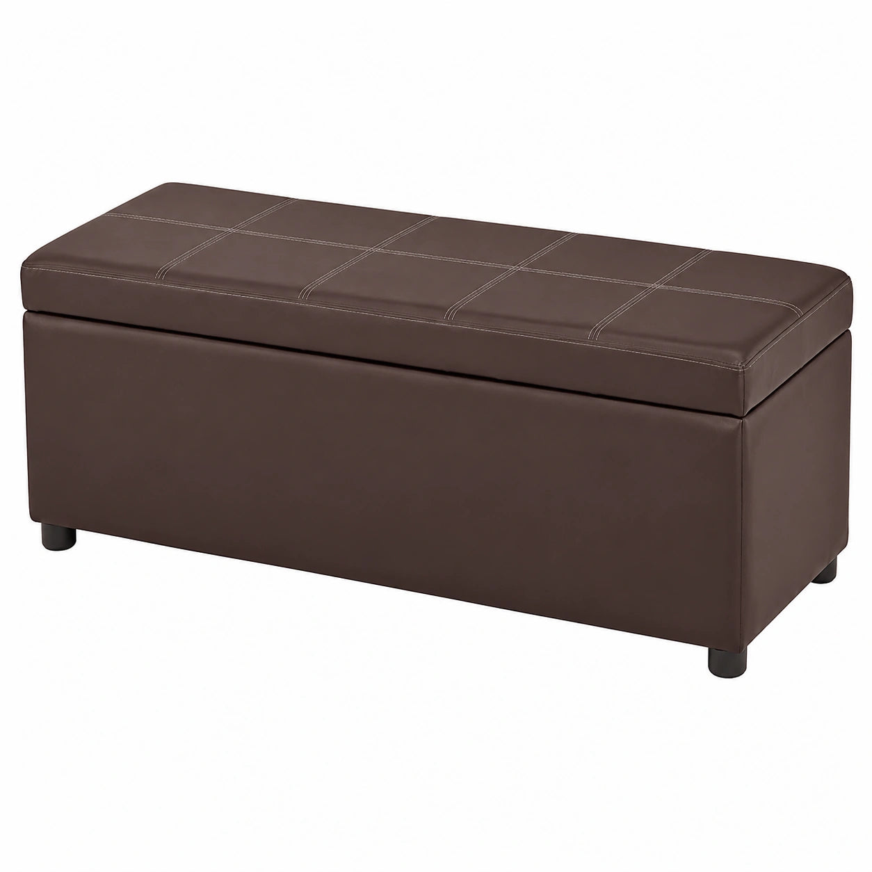 Banc multifonction avec espace de rangement, pour entrée et chambre, surface rembourrée, marron