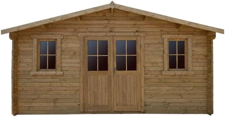 Cabane de Jardin en Bois Traité 19,8m² avec Toit en Bois 20mm - Rangement Extérieur Brun, Sans Permis