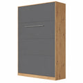 Lit escamotable vertical 120x200 cm chêne sauvage anthracite