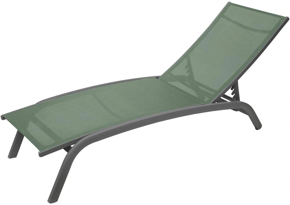 Chaise Longue Empilable 4 Positions en Acier Inoxydable pour Jardin