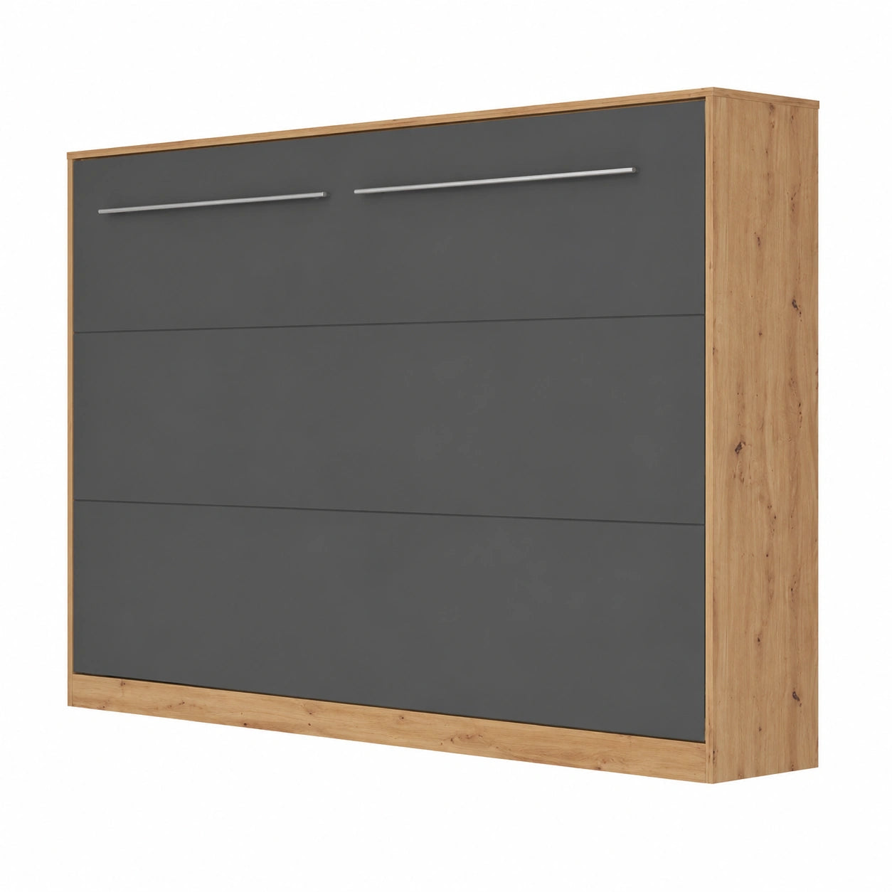Lit escamotable horizontal 120x200cm chêne sauvage/anthracite, design compact