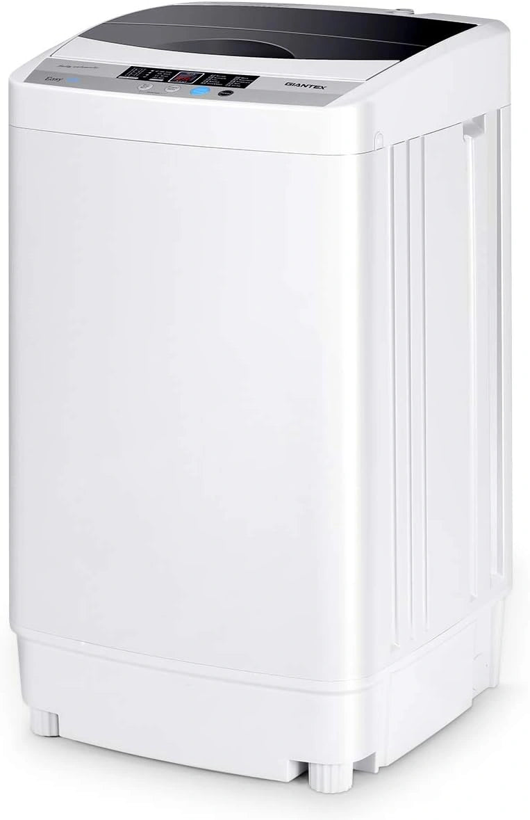 Lave-linge Portable Automatique 4,5 KG avec Pompe et Essorage, 10 Programmes, Séchage à l’Air, Écran LED, Blanc, 50x50x85 CM, Idéal pour Appartements