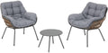 Ensemble de Jardin Duo Paopao 3 Pièces - Résine Tressée Graphite et Acier Anticorrosion avec Coussins pour Balcon et Terrasse