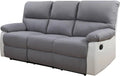 Canapé 3 Places Relax en Simili Cuir et Tissu Gris Clair - Design Moderne et Confortable