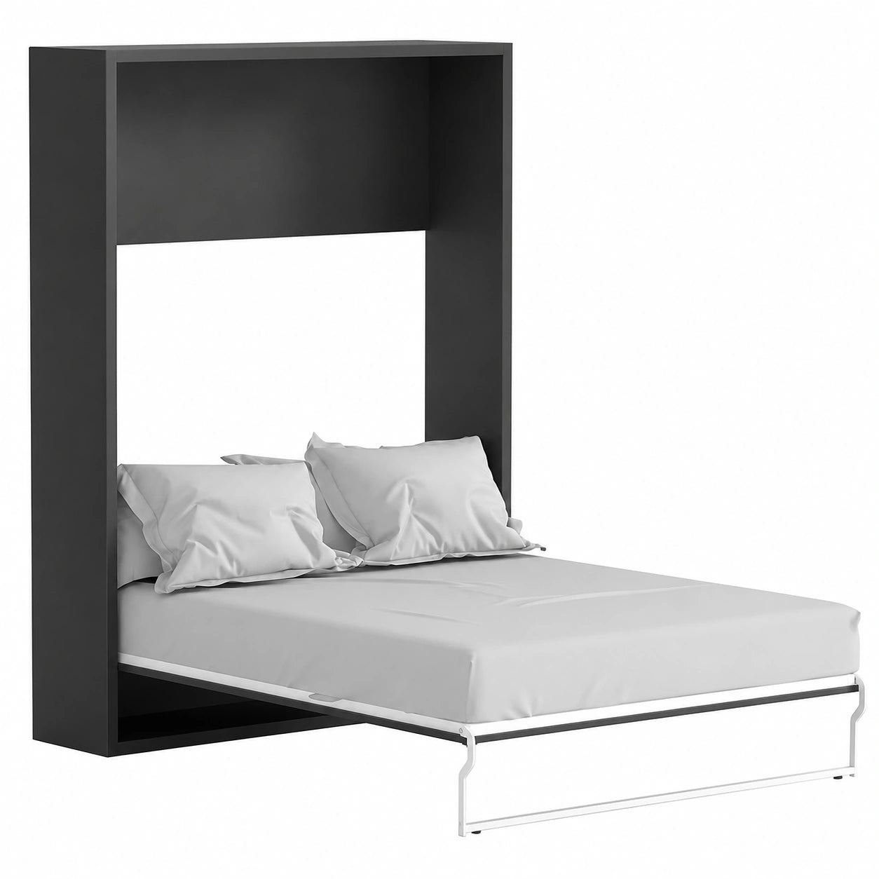 Lit escamotable vertical 160 x 200 cm en anthracite et naturel