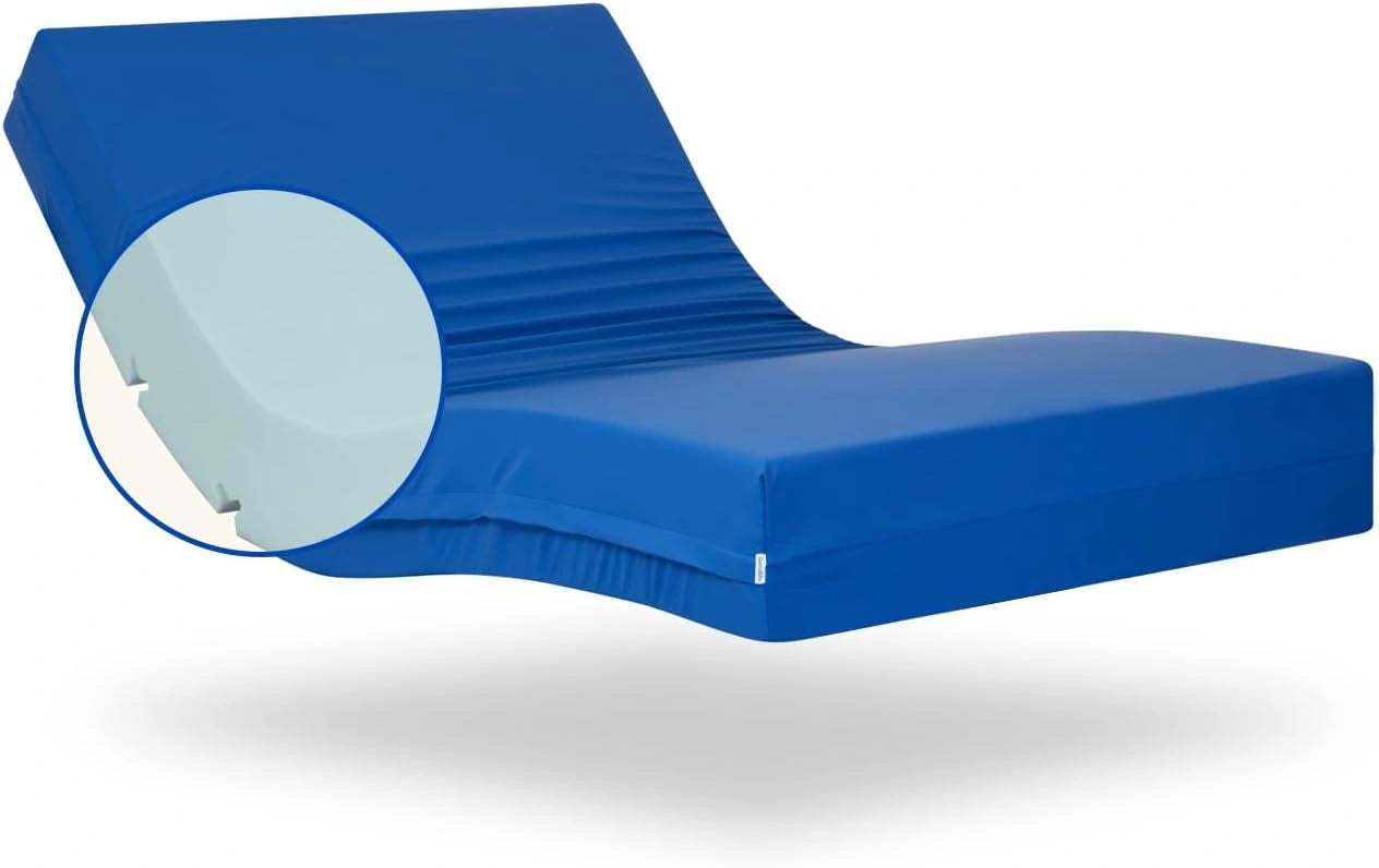 Matelas HR Professionnel 15 cm avec Housse Imperméable pour Lit Électrique 90x190 cm, Bleu