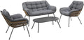Ensemble de Jardin Hespéride Paopao 4 Places, Résistant à la Rouille, Coussins Confortables, pour Terrasse et Balcon