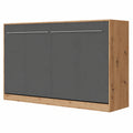 Lit escamotable horizontal 90x200 cm en chêne sauvage anthracite brillant