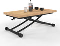 Table basse relevable et extensible Urbana - Plateau effet hêtre, pieds noirs style industriel