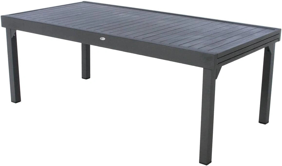 Table de Jardin Extensible 12 Places Antirouille en Aluminium - Gris Graphite