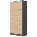 Lit Escamotable Vertical 90x200cm en Anthracite et Chêne Sauvage