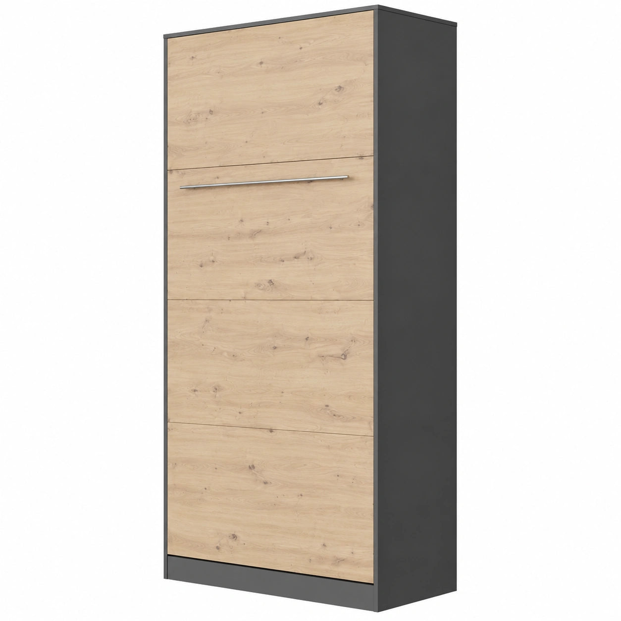 Lit Escamotable Vertical 90x200cm en Anthracite et Chêne Sauvage