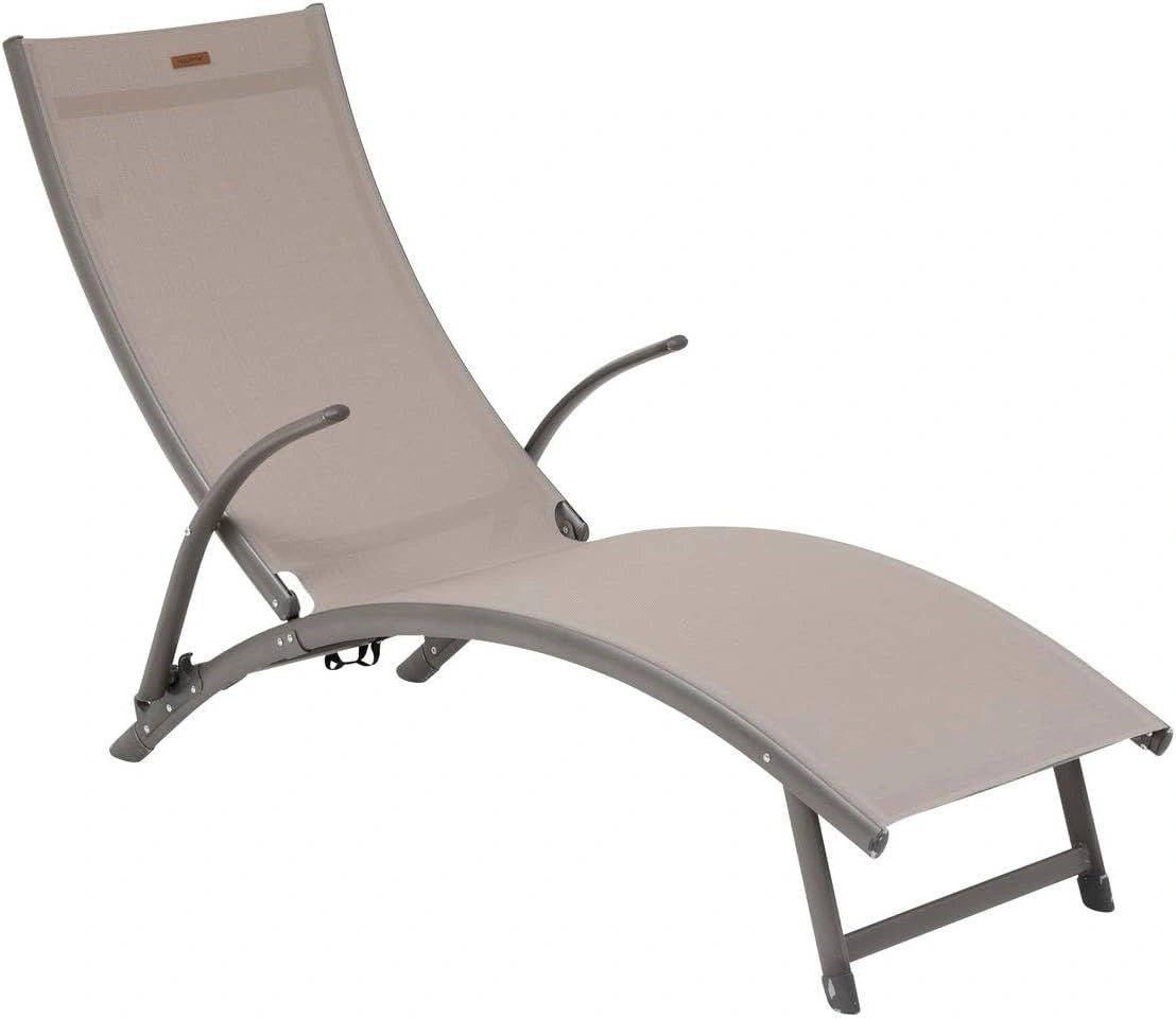 Chaise Longue Inclinable en Aluminium Pliable 175 x 59 cm pour Jardin