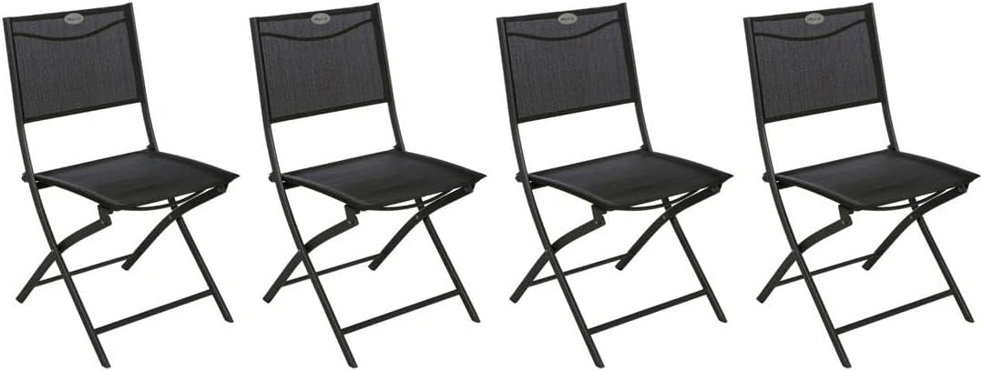 Ensemble de 4 Chaises de Jardin Pliantes Anthracite - Acier et Texaline