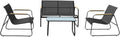 Ensemble de Jardin Tenerife Noir, 4 Places avec Canapé, Fauteuils et Table Basse