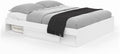 Structure de Lit Double Salem avec Rangement et Sommier Blanc 140 x 190 cm