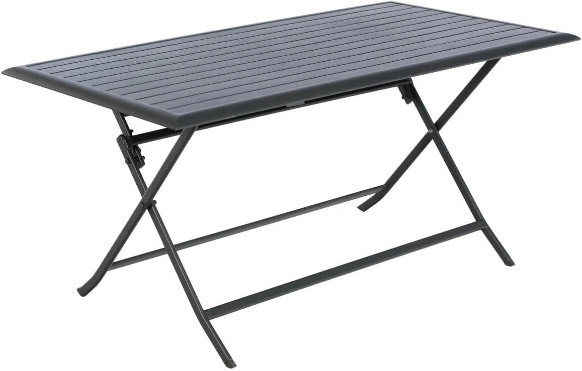 Table de Jardin Pliante Rectangulaire 6 Places en Aluminium Antirouille - Gris Graphite