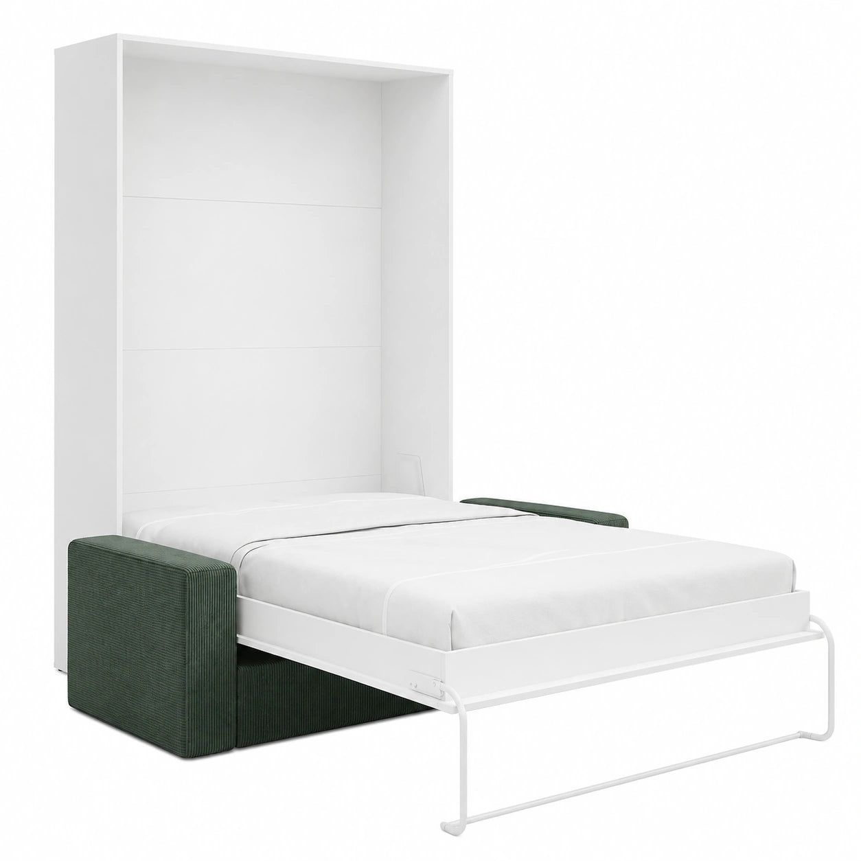 Lit escamotable vertical 160 x 200 cm avec canapé en velours côtelé vert