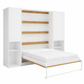 Lit escamotable vertical 160x200 cm avec colonnes de rangement et LEDs