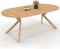 Table Ronde Extensible Alix en Bois Effet Hêtre avec Pied Araignée pour 4 à 10 Personnes, 110-200 cm