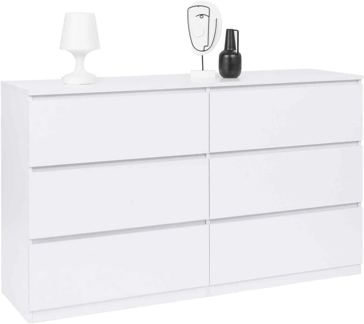 Grande Commode TOMI XXL 6 Tiroirs 140 cm en Bois Blanc