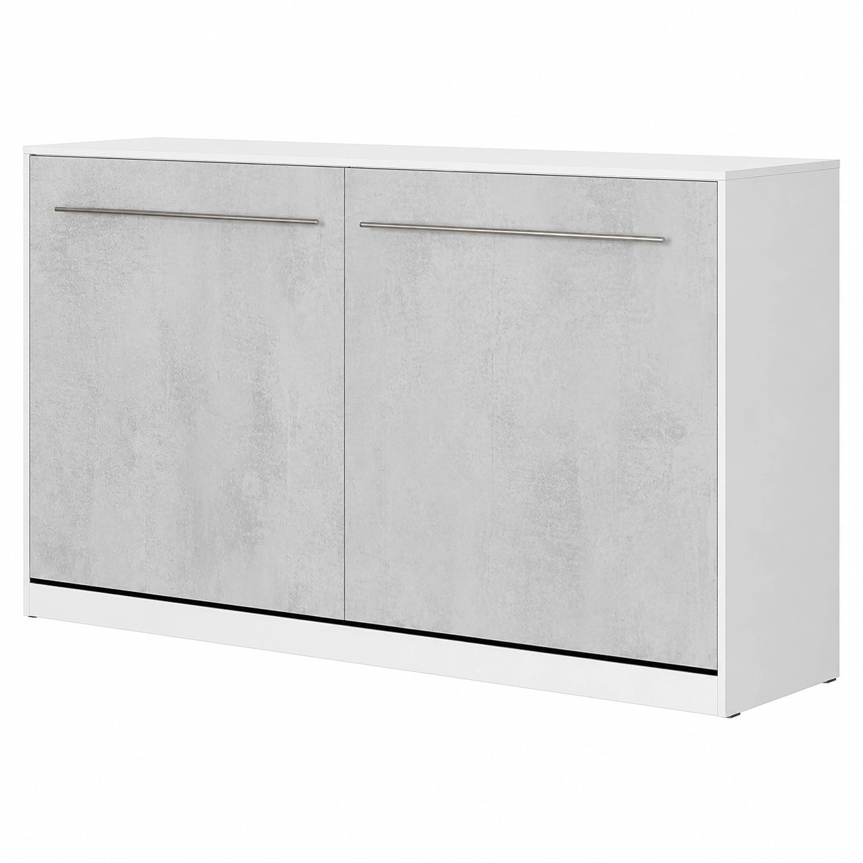 Lit escamotable horizontal 90x200cm blanc/béton
