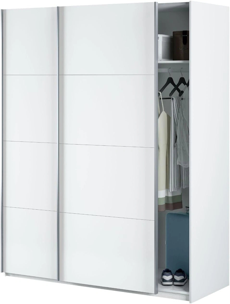 Armoire Hera Blanc Artik avec Portes Coulissantes, 200x150x60 cm