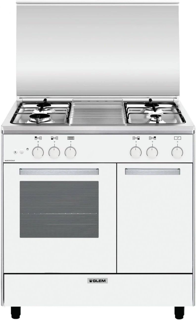 Cuisinière à Gaz 4 Feux Blanc, Four 49L - Modèle GA85PMWH