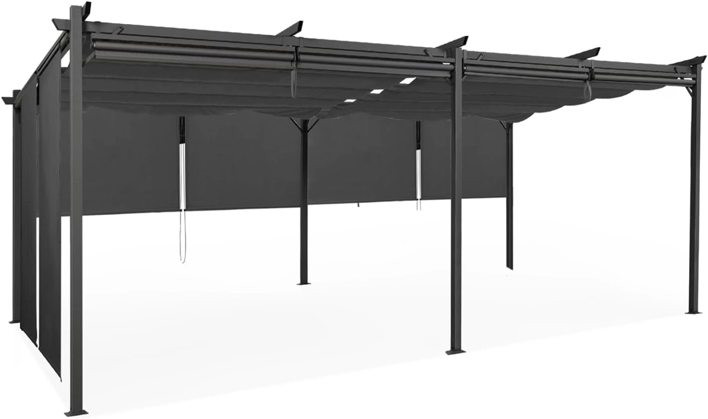 Pergola Toit Rétractable 3x6 m avec 6 Stores Anthracite - Modèle Spécial