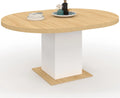 Table à Manger Ronde Extensible Eden pour 4 à 8 Personnes en Bois et Blanc 120 à 160 cm