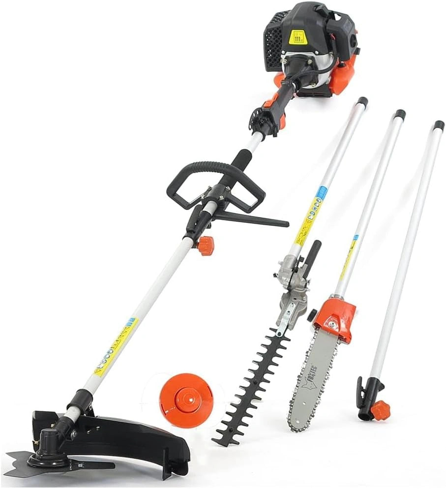 Fuxtec Outil Multifonction Thermique 5 en 1 FX-MT152E - Débroussailleuse et Élagueuse 52 cm³, Moteur 2 Temps, Extension 1m