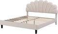 Lit Design Coquillage en Velours Beige 160x200 cm