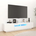 Meuble TV LED Blanc avec Rangement 180 cm pour Salon