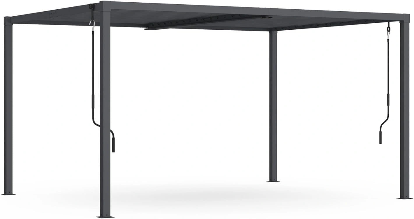 Pergola Bioclimatique en Acier 3x4m avec Lames Orientables - Gris Anthracite