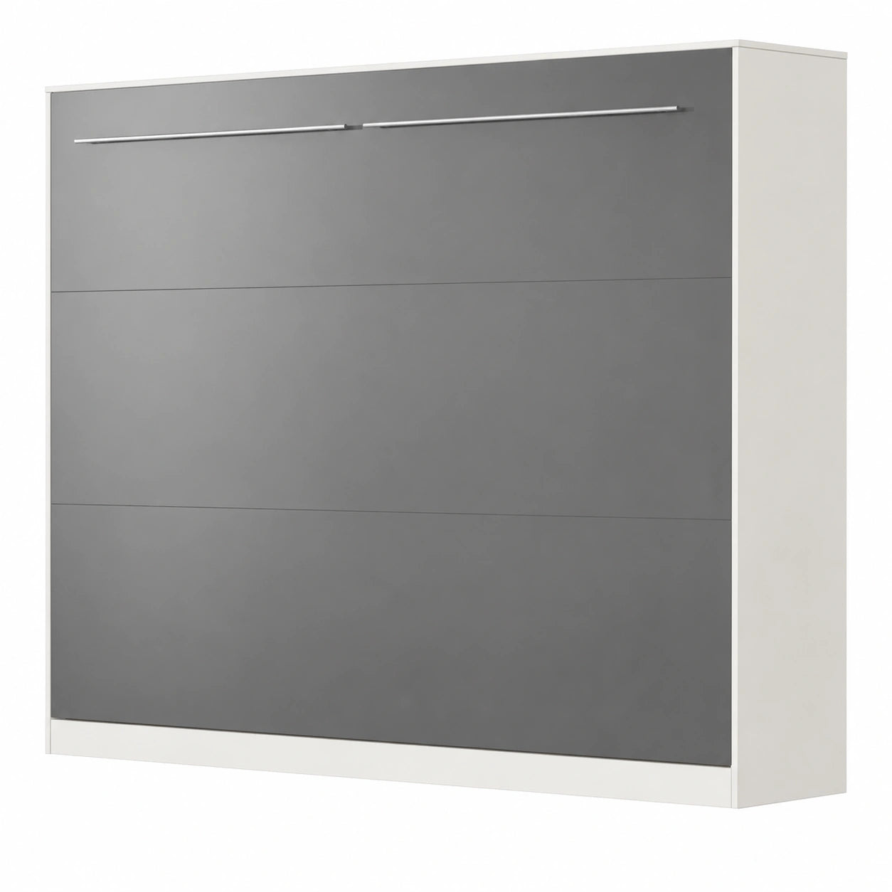 Lit Escamotable Horizontal 140x200 cm Blanc/Anthracite Brillant