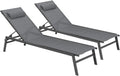 IDMarket - Ensemble de 2 chaises longues en aluminium réglables Sintra gris anthracite/noir pour jardin