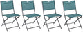 Ensemble de 4 Chaises de Jardin Pliantes Modula Bleu Canard en Acier et Texaline