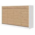 Lit escamotable horizontale 90x200 cm blanc et chêne sauvage