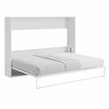 Lit escamotable horizontal 140 x 200 cm blanc et gris