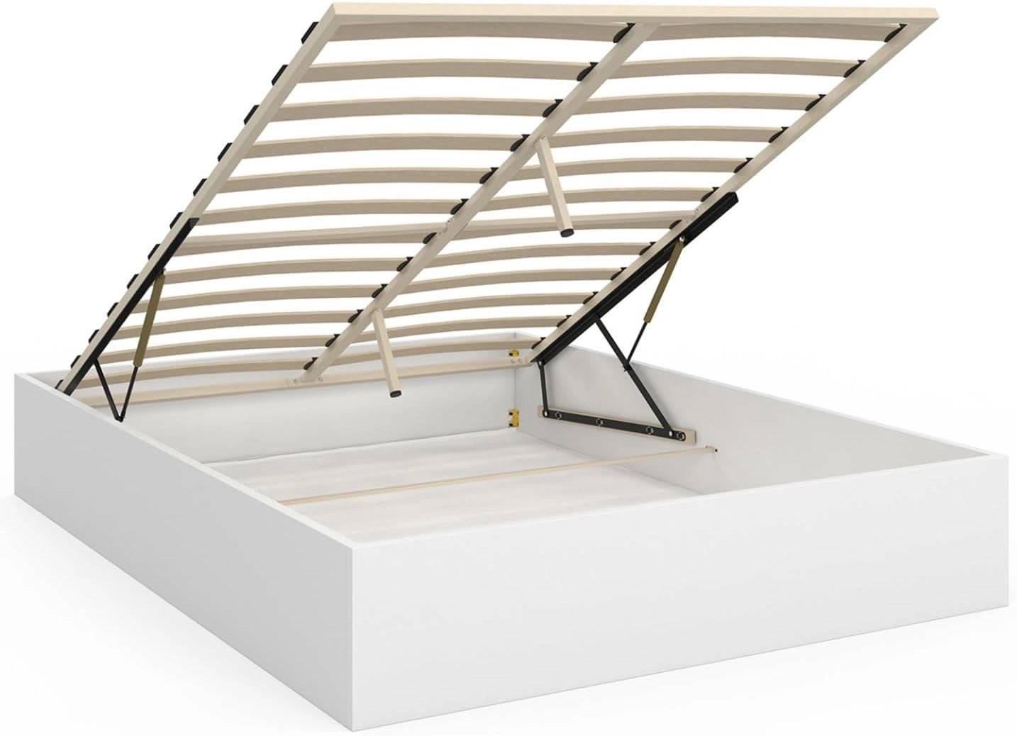 IDMarket - Lit Coffre Double avec Sommier 140x190 cm Blanc SANDSIDE