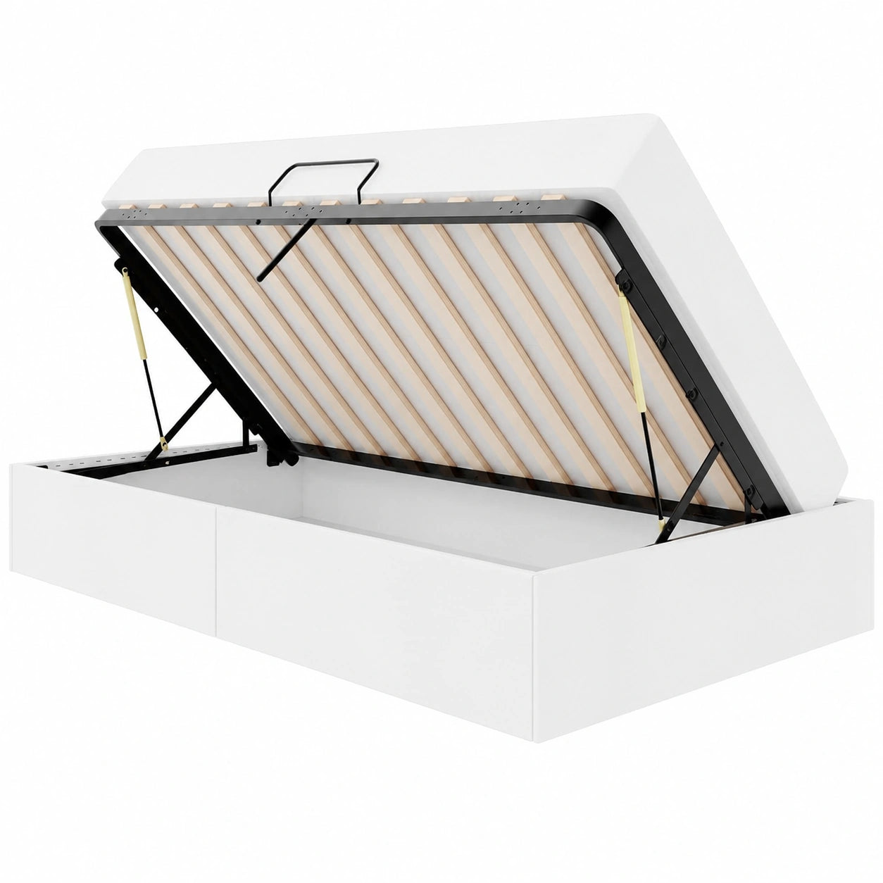 Lit simple en cuir synthétique avec rangement intégré et sommier rabattable 90x200 cm pour chambre