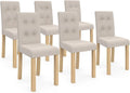 IDMarket - Ensemble de 6 chaises capitonnées beiges pour salle à manger POLGA